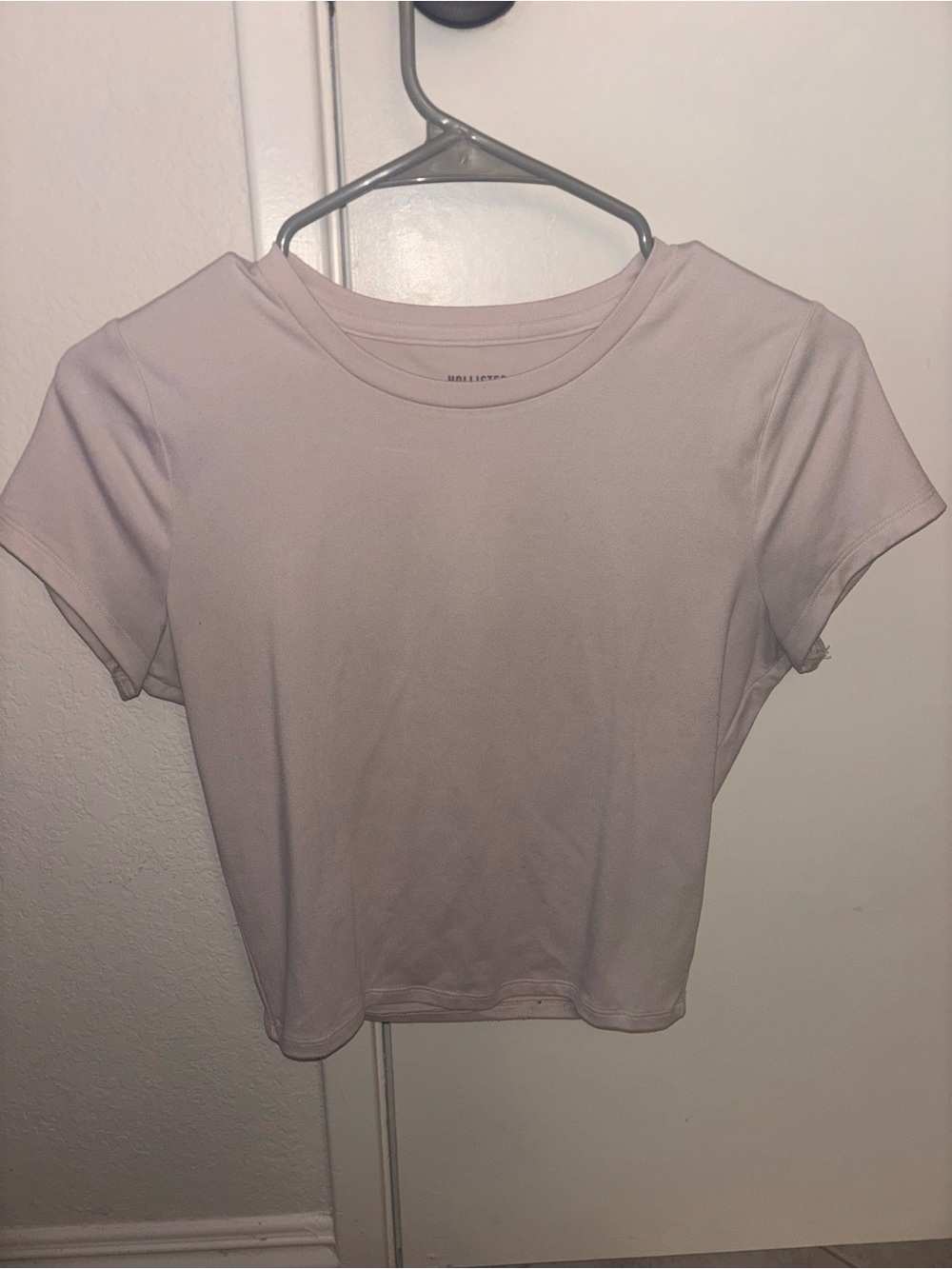 Hollister Light pink Cropped Crewneck Tee